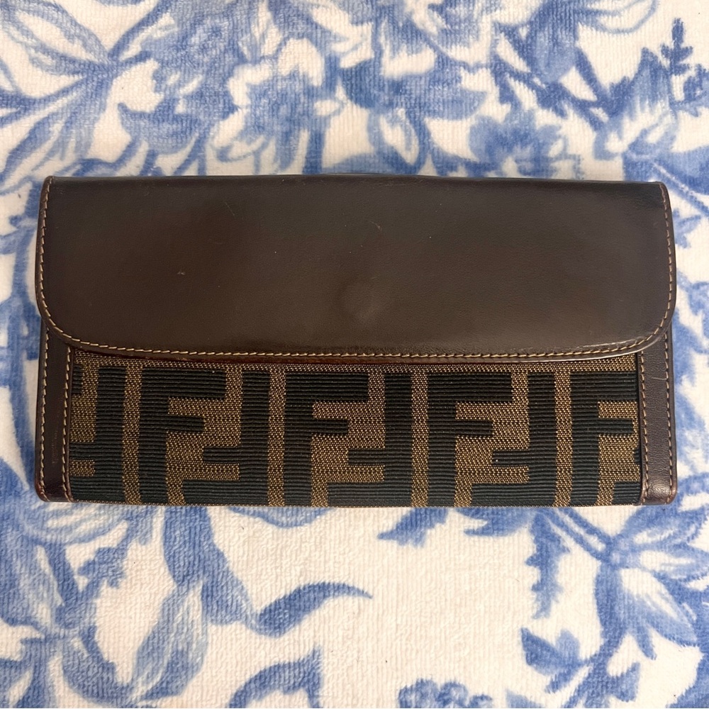 Fendi Black and Brown Logo Wallet